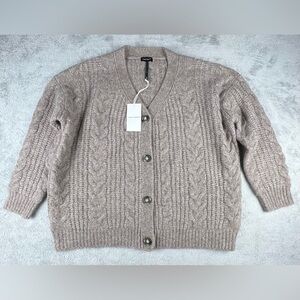 Cozy Earth Cardigan Sweater Womens Small Cable Knit Yak Alpaca Oversized $375